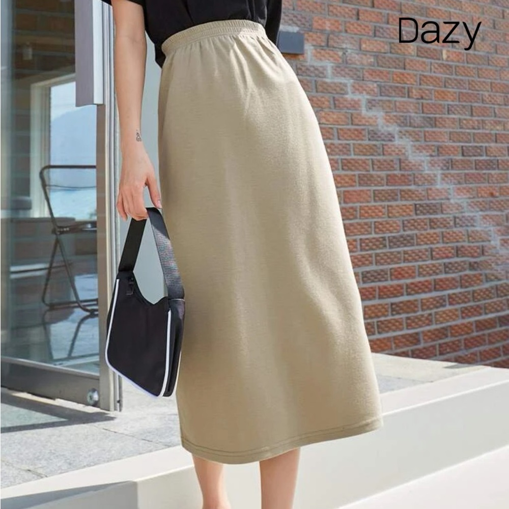 Tan skirt with slit